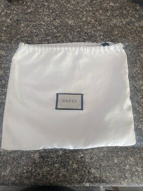Authentic Gucci white polyester drawstring dust bag 12x10
